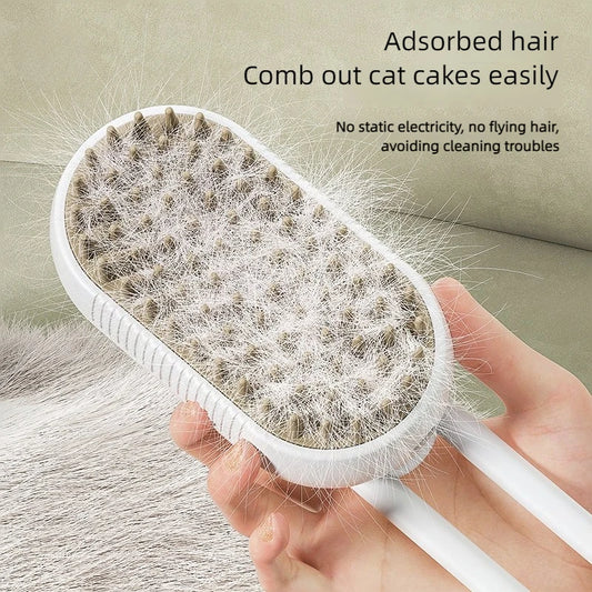 Pet Steam Brush Cat Dog Cleaning Steamy Spray Massage Beauty Comb 3 In 1 Hair Removal